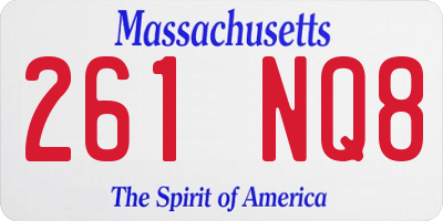 MA license plate 261NQ8