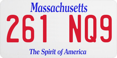 MA license plate 261NQ9