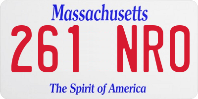 MA license plate 261NR0