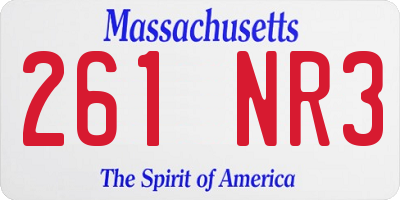 MA license plate 261NR3