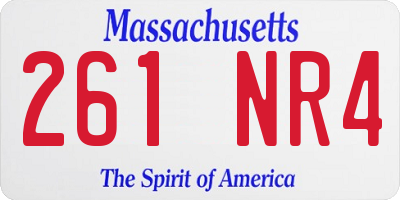 MA license plate 261NR4