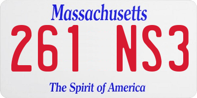 MA license plate 261NS3