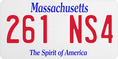 MA license plate 261NS4