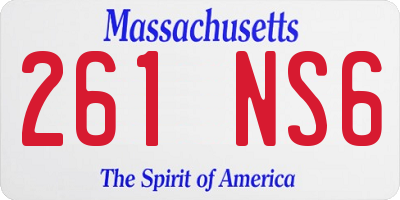 MA license plate 261NS6