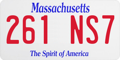 MA license plate 261NS7