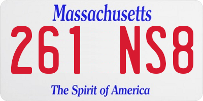 MA license plate 261NS8