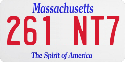 MA license plate 261NT7