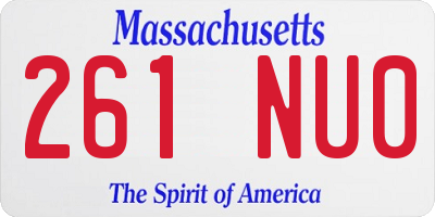 MA license plate 261NU0