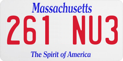 MA license plate 261NU3