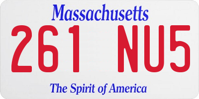 MA license plate 261NU5