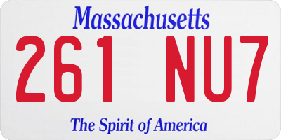 MA license plate 261NU7