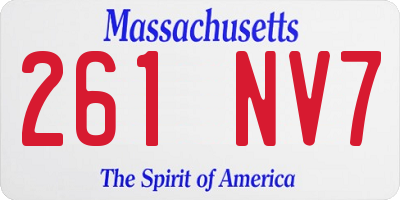 MA license plate 261NV7