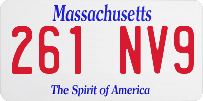 MA license plate 261NV9
