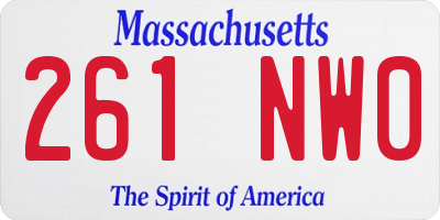 MA license plate 261NW0