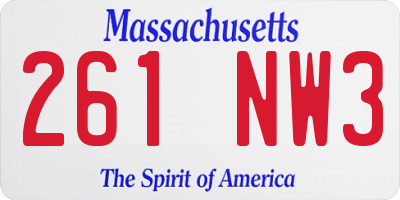 MA license plate 261NW3