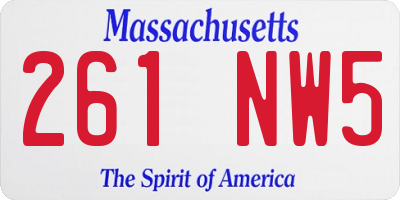 MA license plate 261NW5