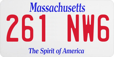 MA license plate 261NW6
