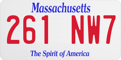 MA license plate 261NW7