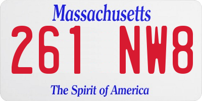 MA license plate 261NW8