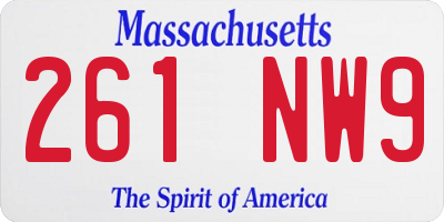 MA license plate 261NW9