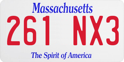 MA license plate 261NX3