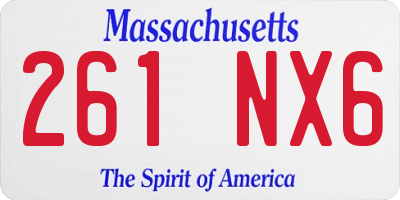 MA license plate 261NX6