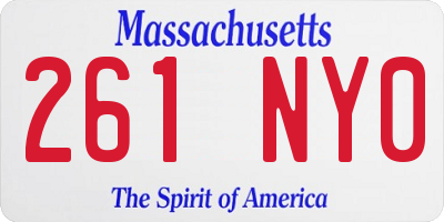 MA license plate 261NY0