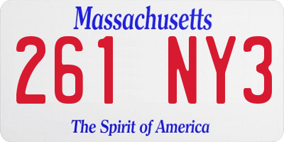 MA license plate 261NY3