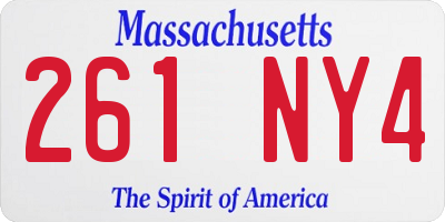 MA license plate 261NY4