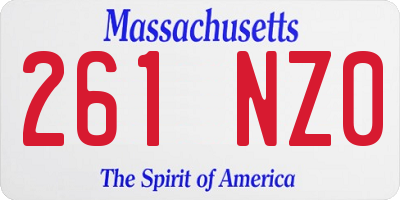 MA license plate 261NZ0