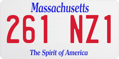 MA license plate 261NZ1