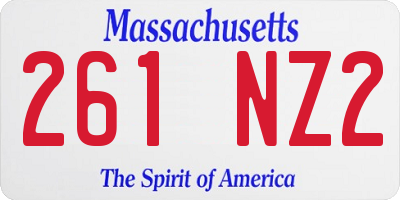 MA license plate 261NZ2