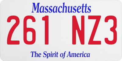 MA license plate 261NZ3