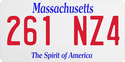 MA license plate 261NZ4