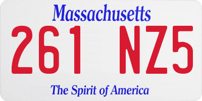 MA license plate 261NZ5