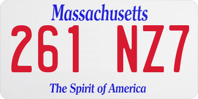 MA license plate 261NZ7