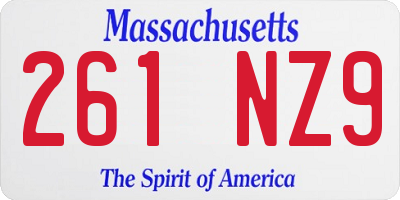 MA license plate 261NZ9