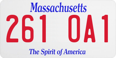 MA license plate 261OA1