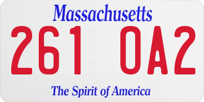 MA license plate 261OA2