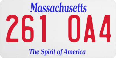 MA license plate 261OA4