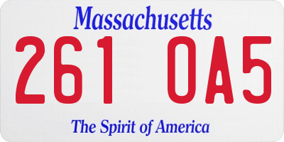 MA license plate 261OA5