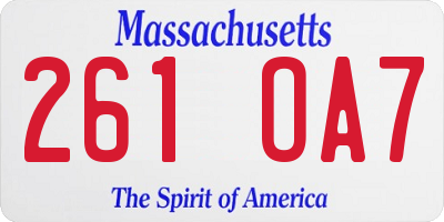 MA license plate 261OA7