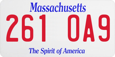 MA license plate 261OA9