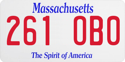 MA license plate 261OB0