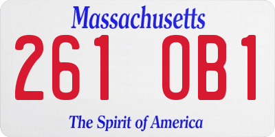 MA license plate 261OB1