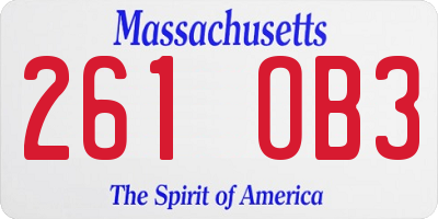 MA license plate 261OB3