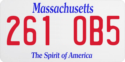 MA license plate 261OB5