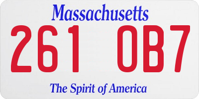 MA license plate 261OB7