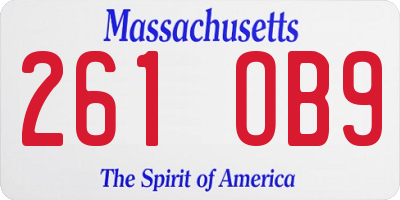 MA license plate 261OB9