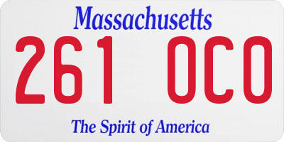 MA license plate 261OC0